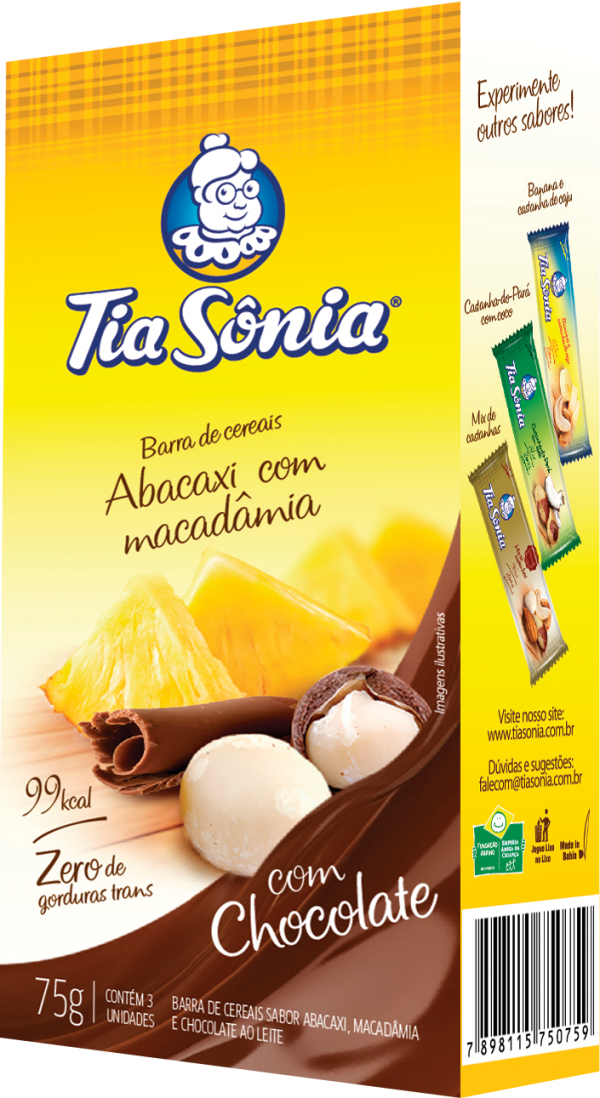 Barra Abacaxi com Macadâmia com Chocolate