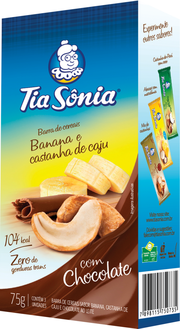 Barra Banana e Castanha de Caju com Chocolate